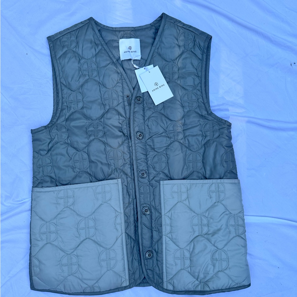 Anine Bing Light Gray Quilted Vest